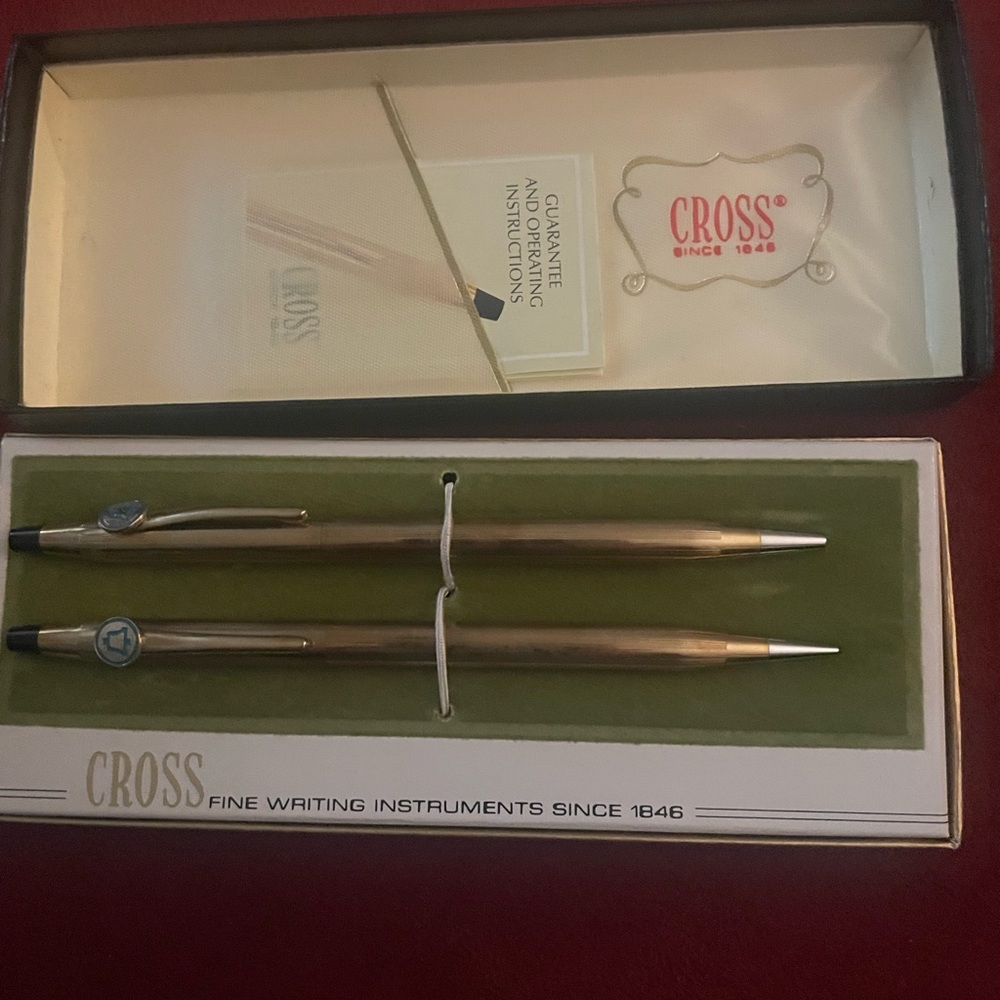 Vintage Cross 10K Gold Filled Ballpoint Pen and Pencil Set